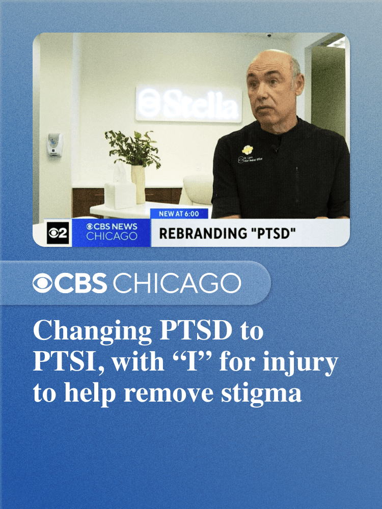 An advertisement for CBS Chicago shows Dr. Lipov talking about PTSD and PTSI