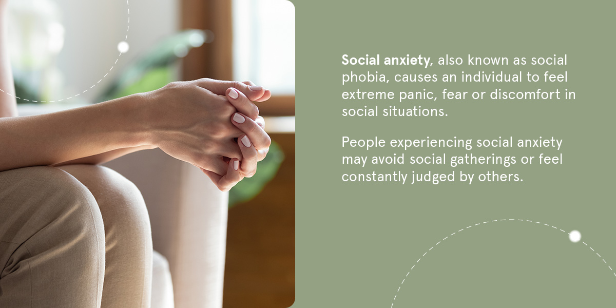 Social anxiety also known as social phobia causes an individual to feel extreme panic fear or discomfort in social situations