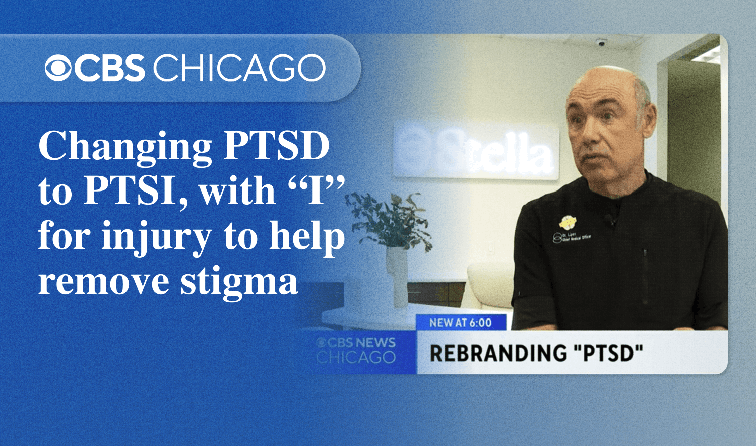 An advertisement for CBS Chicago shows Dr. Lipov talking about PTSD and PTSI