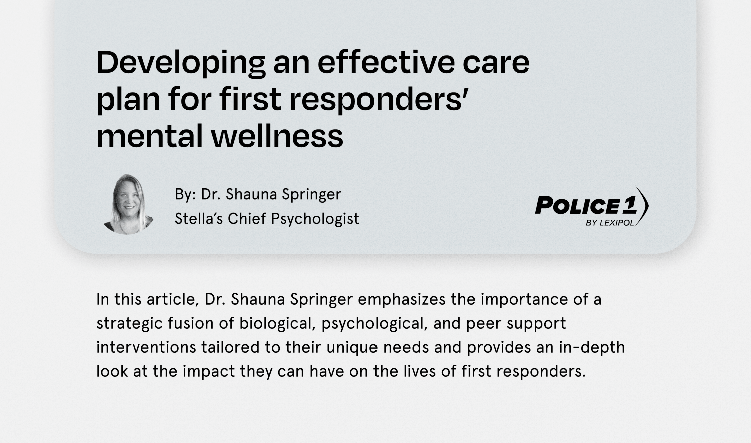 Developing an effective care plan for first responders' mental wellness